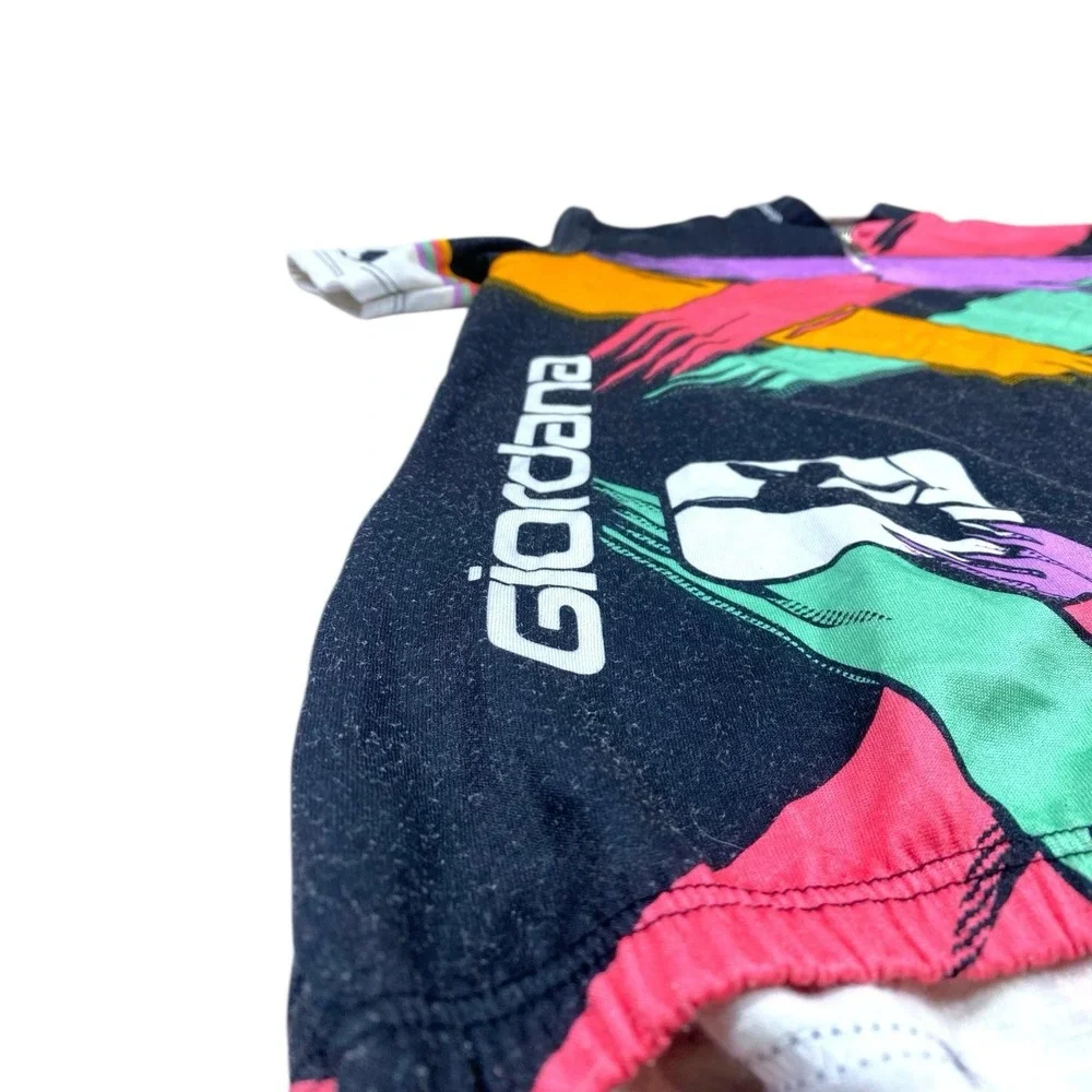 VINTAGE 90s Giordana‎ Klein Cycling Jersey Blue Orange 1/4 Zip Mens SMALL Retro
